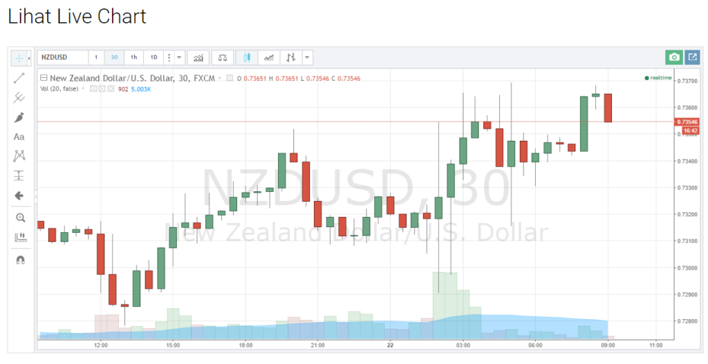 NZD/USD, 30 minit