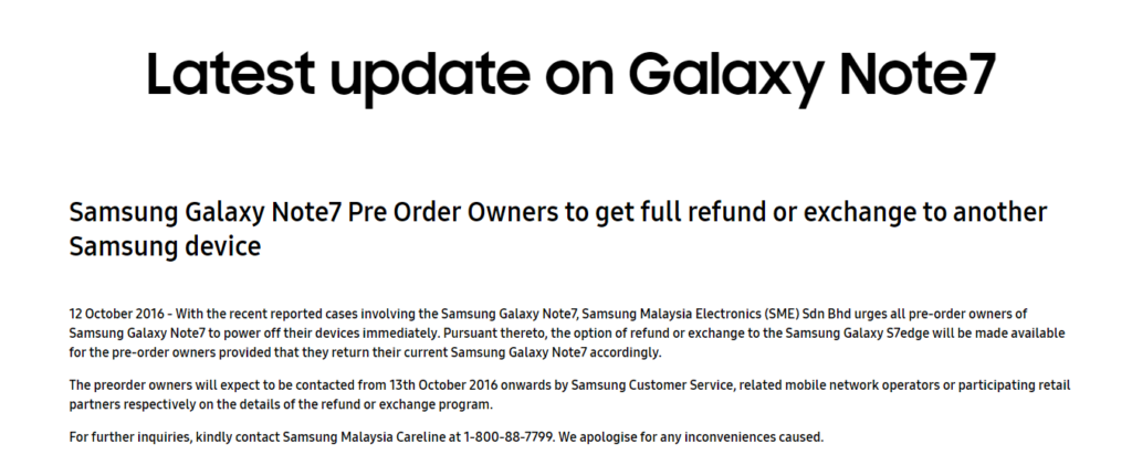 Pengumuman rasmi di laman web Samsung Malaysia