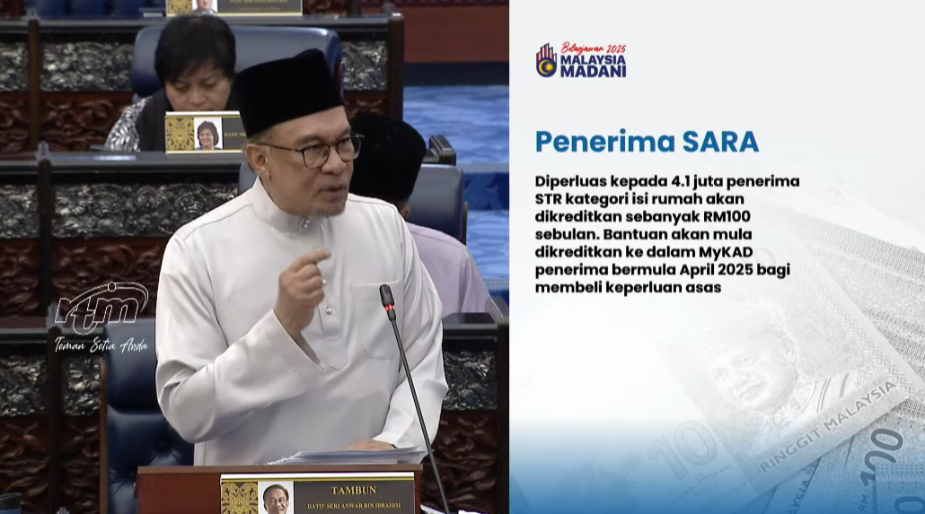 Bajet 2025: Kredit RM100 Setiap Bulan Buat 4.1 Juta Penerima SARA